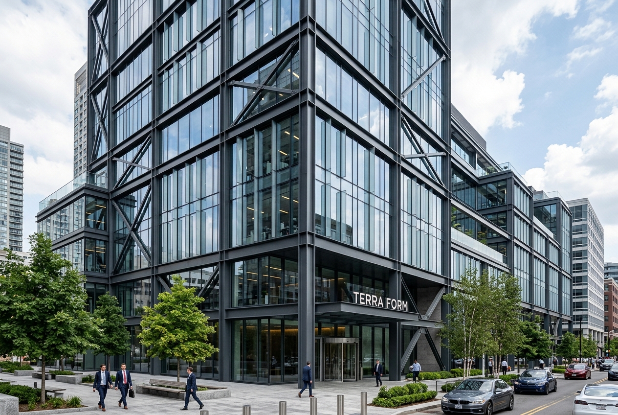 Modern commercial glass architectural facade