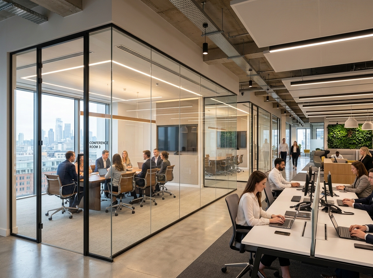 Glass office partitions