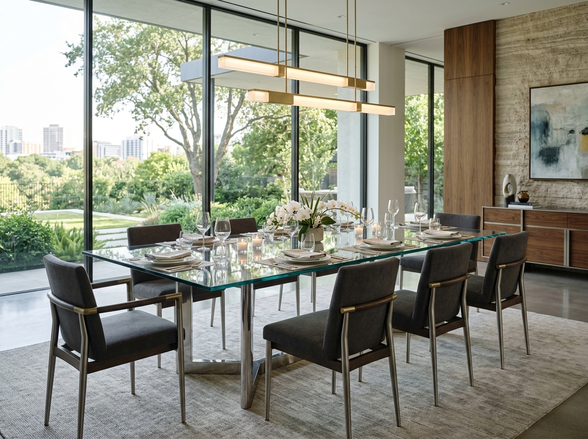 Glass tabletop dining furniture