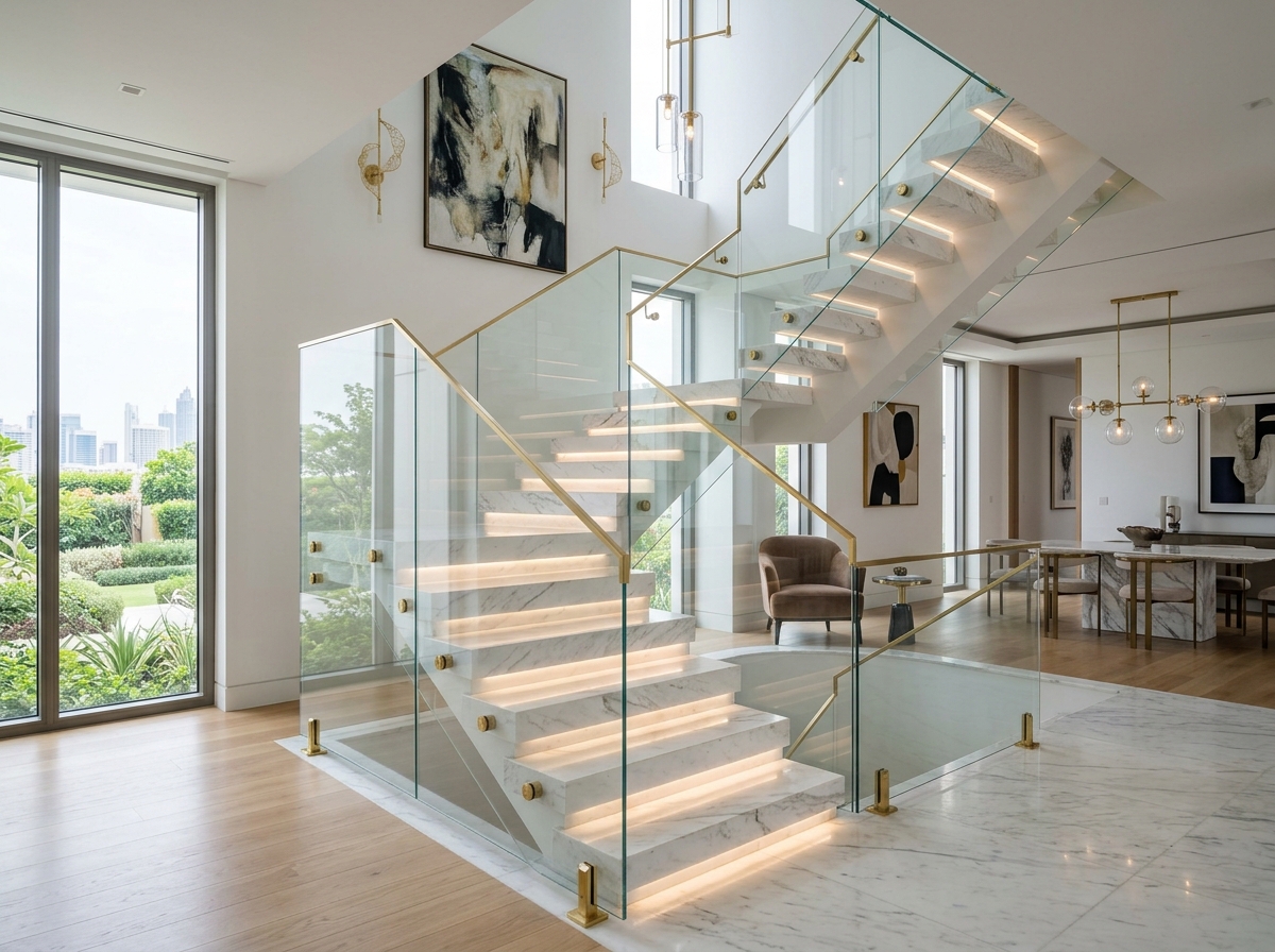 Glass staircase balustrade